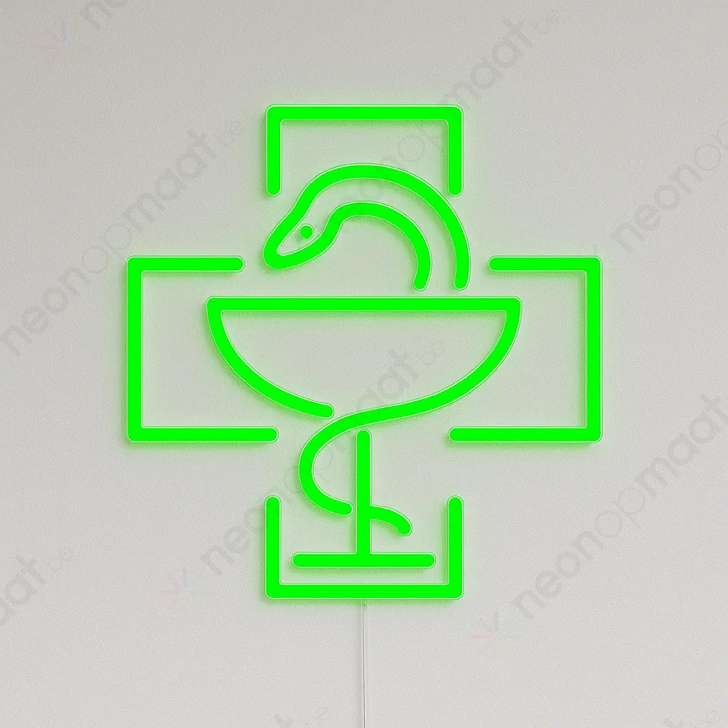 Apothekerskruis Hygieia Neon Licht